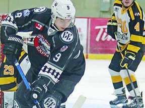 Sault Ste. Marie product Cole Delarosbil, in Northern Ontario Jr. Hockey League action with the Espanola Express. SPECIAL TO SAULT THIS WEEK