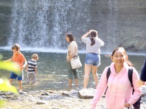 Bridal Veil Falls, a popular attraction at Kagawong on Manitoulin Island, was a busy spot on Sunday.