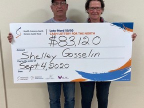 Ghislain and Shelley Gosselin are winners of the August HSN 50/50 Cash Lottery for the North. Supplied photo