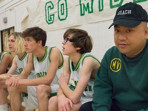 Andrew Phung, right, and the young cast of film Events Transpiring Before, During and After a High School Basketball Game. Chelsea Yang-Smith photo