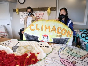 Sudbury Fridays for Future climate activists Sophia Mathur, left, and Maggie Fu participated in Fridays for Future The World We Want in 2045 zoom conference call in Sudbury, Ont. on Friday September 25, 2020. People from across the world took part in the event organized by the Mother Earth Project.