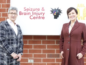 Anne Marie Sorsa, right, who was a vice-president of the Timmins Seizure and Brain Injury Centre, was with Rhonda Latendresse, as she's taking over as the centre's executive director from Latendresse. 

RICHA BHOSALE/The Daily Press