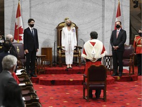Gov.Gen Julie Payette delivers the Speech from the Throne at the Senate of Canada Building in Ottawa, on Wednesday, Sept. 23, 2020.