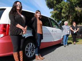 From left: Nicole Taylor, Lynn Moffatt, Sharon McIsaac and Kandus Williams with the Community Support Services Van outside Pinecrest on Sept. 17