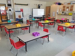 COVID-19 prepared classroom. Photo supplied by the Bluewater District School Board.