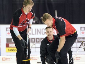 WoodstockÕs Charlie Richard, centre and seen here with the Fanshawe men's curling team, WoodstockÕs Charlie Richard and doubles partner Maddy Warriner placed second at the CameronÕs Brewing Doubles Cashspiel.

Rob Blanchard/Photos courtesy of CCAA Curling Canada Flickr page