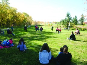 Mask Mime & Mayhem productions, along with RuminariLive's Be Magnetic teen program, performed a few outdoor shows last weekend as part of their Play Readings in the Park series. On Sept. 26, the group was in Gerry Patsula Park performing 'Don't Fence Me In'. (Alex Boates)