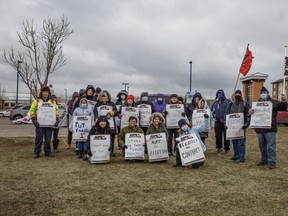 Health-care workers strike in protest of the most recent United Conservative Party (UCP) health-care cuts in Peace River, Alta. on Monday, Oct. 26, 2020.