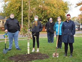 Community Living South Huron and the Seaforth Optimists planted a tree at Seaforth’s Optimist Park to celebrate Community Living Month. From the left are Brad Shortreed, Marg Wright, Katie Robson, former Community Living South Huron executive director Sue Aldwinckle, Community Living South Huron executive director Katie Fox and Seaforth Optimists president Brian Barry. Dan Rolph
