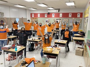 Wallaceburg District Secondary School Ojibwe students, from Grade 9 to 12, on Orange Shirt Day on Sept. 30. Submitted