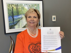 Fort Saskatchewan mayor Gale Katchur proclaimed September 30, 2020 is Orange Shirt Day. Photo Supplied by Gale Katchur.