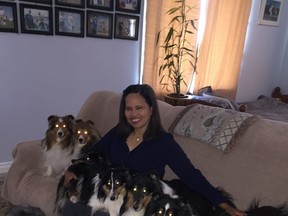 Gloria Brewster and her nine Shelties. Supplied photo