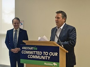 Justice Minister, Cliff Cullen, was in Portage la Prairie last week and discussed the news of the legislation allowing the province to join the class action lawsuit against opiod manufacturers. (Aaron Wilgosh/Postmedia)