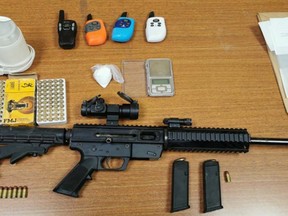 The weapons and drugs seized by Manitoba First Nations Police Service. (supplied photo)