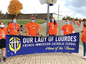 Students and staff at Our Lady of Lourdes French Immersion Catholic School marked Orange Shirt Day. Photo supplied
