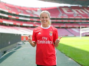 Sudbury native Cloe Lacasse poses for a photo in her S.L. Benfica uniform.