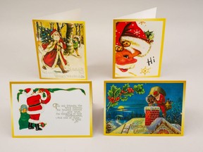 The Woodstock Museum’s vintage Christmas card sale runs from Oct. 13 to Nov. 22 and features reproductions of four festive designs from the Museum’s collection, dated 1912 to 1945. (Woodstock Museum)