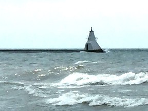 The pier at Erieau in early August. In September, the U.S. Army Corps of Engineers reported that, despite seasonal declines, water levels on the Great Lakes remained high. Peter Epp photo