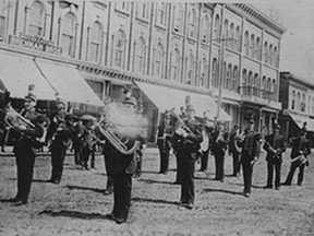 Kingsmill's store was in the Union Block, background, left. The Union Block still stands. The photo looks east, down King, from the corner of King and the west side of the Market Square, circa 1890s. John Rhodes photo