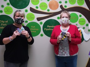 Families First Society Executive Director, Jacqueline Dagneau, left, pictured with Fort Saskatchewan Community Hospital Auxiliary President, Judy Wolfe. Photo Supplied.