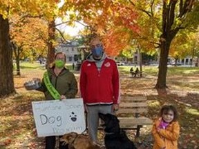 Helen Hawes, event organizer, brought human and canine friends along as she came out to help raise funds for the GDHS at their annual Puppy Prowl on October 3.  Supplied by Helen Hawes, GDHS