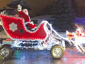 Santa Claus arrives at Espanola Santa Claus parade in 2018. Due to the pandemic, the parade has been cancelled for 2020. File photo