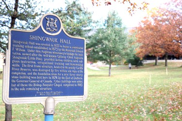 Shingwauk Hall sign at Algoma University, on Queen Street East campus on Saturday, Oct. 17, 2020 in Sault Ste. Marie, Ont. (BRIAN KELLY/THE SAULT STAR/POSTMEDIA NETWORK)