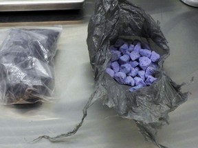 A police photo shows fentanyl seized Oct. 21 in during a search in Belleville.