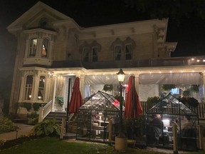 Puddicombe House in New Hamburg has built greenhouses next to their restaurant that can seat up to four guests, an attempt to continue outdoor dining into the winter. Other area restaurants are shifting their focus back to indoor dining for what will likely be a crucial next six months. (Contributed photo)