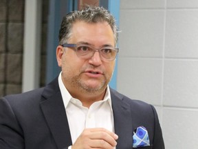 Domenic Rosso, principal of St. Mary's College Virtual Academy, speaks during a meeting of Huron-Superior Catholic District School Board trustees on Wednesday, Oct. 21, 2020 in Sault Ste. Marie, Ont. (BRIAN KELLY/THE SAULT STAR/POSTMEDIA NETWORK)