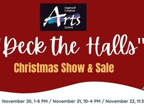 The Ingersoll Creative Arts Centre is hosting a Christmas arts sale in November, with attendance by ticketed appointment to control crowds. (Ingersoll Creative Arts Centre)