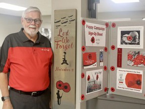 Bryan Robertson, padre and president at the Simcoe Branch of the Royal Canadian Legion, says he encourages the public to recognize Remembrance Day from home this year. Ashley Taylor/Postmedia Network