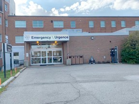 Emergency entrance at the Wallaceburg site of the Chatham Kent Health Alliance. File photo