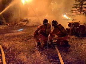 Five stations responded to a structure fire in the Collingwood Cove neighbourhood around Township Road 515 and Range Road 212 A on Monday evening. The fire was under control within two hours, but the building, which included commercial and residential spaces, was deemed a complete lost. Photo courtesy Strathcona County Emergency Services