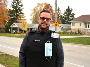 MacGregor Austin-Olsen, a registered social worker with the Huron Perth Healthcare Alliance's mobile crisis rapid response team, has been accompanying Stratford police and both Huron and Perth OPP on calls involving mental-health concerns over the past year as part of a pilot initiative meant to help police handle those calls appropriately and determine when hospitalization is necessary. (Galen Simmons/The Beacon Herald)