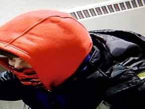 The North Bay Police Service released photos, Friday, of a man suspected of stealing a motor vehicle and taking part in other thefts in the Cedar Heights Road area last week. Supplied Photo