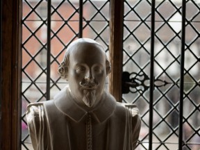 A bust of Shakespeare sits on the window sill of his birthplace in Stratford-upon-Avon, England. Even the Bard of Avon made a reference to trick-or-treating in Two Gentlemen of Verona. Christopher Furlong/Getty Images