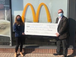 Three branches of McDonald's restaurants in Exeter, Goderich and Wingham raised $3,568.63 from Coffee Day 2020. The funds were donated to Alzheimer Society Huron County. Submitted