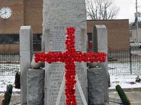 Crosses will be set up as usual at the Mitchell Cenotaph downtown for the Legion's private Remembrance Day ceremony this Nov. 11, and will remain until Nov. 14 if weather allows for the public to pin their poppies. Due to COVID-19 restrictions, only a small Legion private ceremony will take place at 11 a.m. with the public asked to come afterwards. ANDY BADER/MITCHELL ADVOCATE