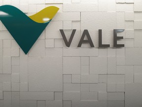 FILE PHOTO: The logo of Vale SA is pictured in Rio de Janeiro, Brazil, August 7, 2017. REUTERS/Ricardo Moraes/File Photo