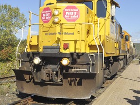 The last Northlander train left The Station in North Bay Sept. 28, 2012. As Ontario Northland Transportation Commission workers, union representatives, elected officials and residents gathered in protest, the train departed for the last time on its way to Cochrane. Nugget file photo