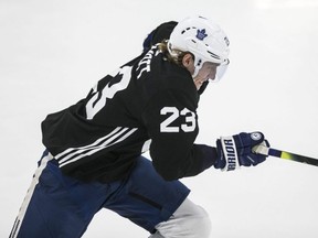 Defenceman Travis Dermott knows he is going to be in for a fight to secure a regular job among the Leafs’ top six once training camp opens. Craig Robertson/Toronto Sun