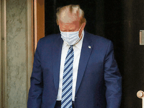 U.S. President Donald Trump leaves Walter Reed National Military Medical Center after a fourth day of treatment for COVID-19 to return to the White House, October 5, 2020.