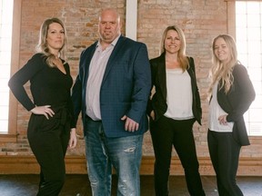 Lisa Lester, second from right, has sold All That Jazz Dance Company in Chatham, Ont., to, from left,  Kerry Leigh, Kent McCord and Kiana Tucker. (Contributed Photo)