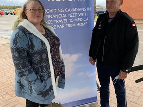 Hope Air recipient Shawna Atkinson meets with volunteer pilot Lee Arsenault in Sault Ste. Marie. ELAINE DELLA-MATTIA