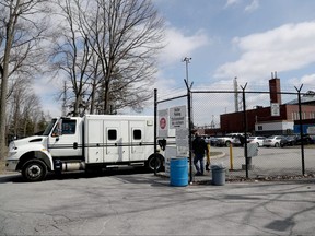 A transport van leaving the Ottawa-Carleton Detention Centre in Ottawa, on Wednesday, April 22, 2020.
