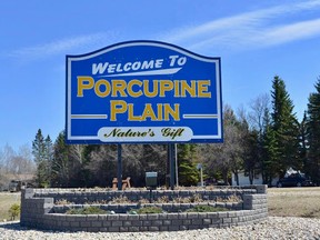 Porcupine Plain sign. Photo Town of Porcupine Plain website.