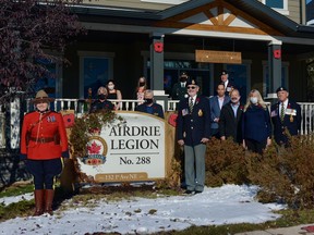 Members of the Airdrie Legion and local dignitaries came together to signify the launch of the annual poppy campaign for 2020. Photo by Kelsey Yates