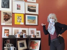 Artist Linda C Jones displays some of the artwork she has for sale at the Bazaar Artisan Market in downtown Belleville.
SUBMITTED