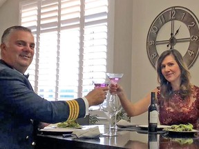 8 Wing Trenton Commander Col. Ryan Deming and his wife Monica toast the TMHF Virtual Gala Saturday.
SUBMITTED PHOTO